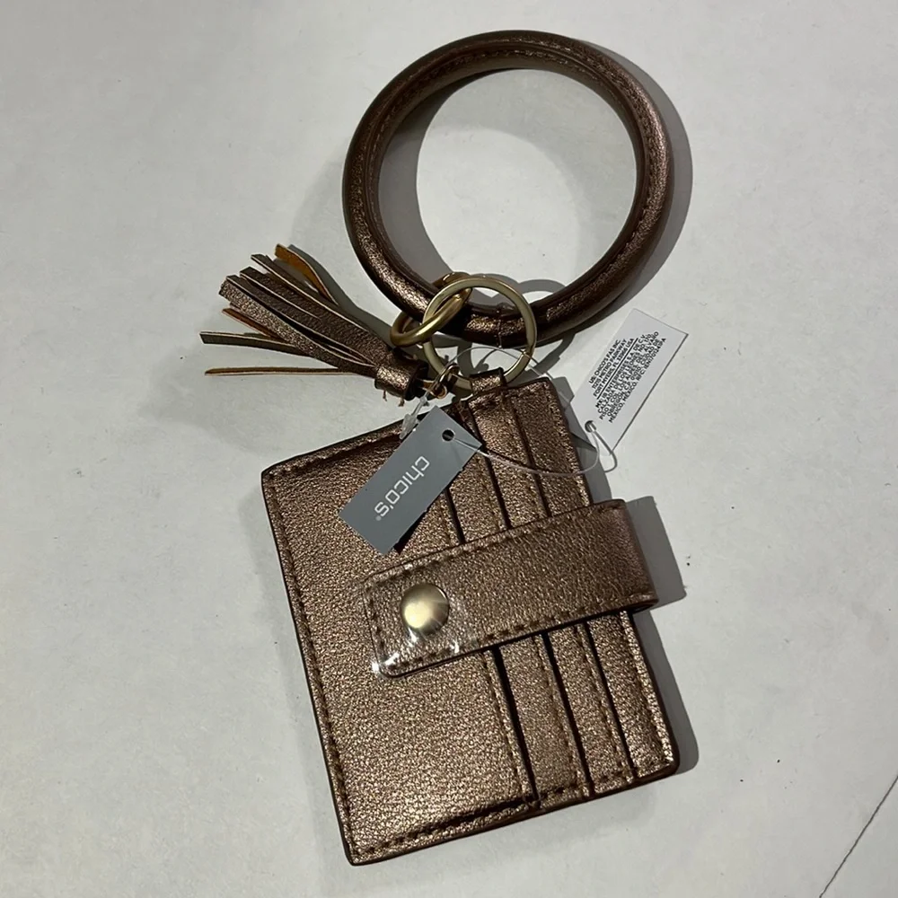 Chico's copper key card holder wristlet perfect for concerts or festivals NEW